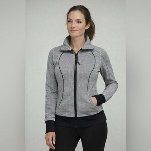 Lululemon Herringbone Zip-Up Jacket size 6 Gray/Black
